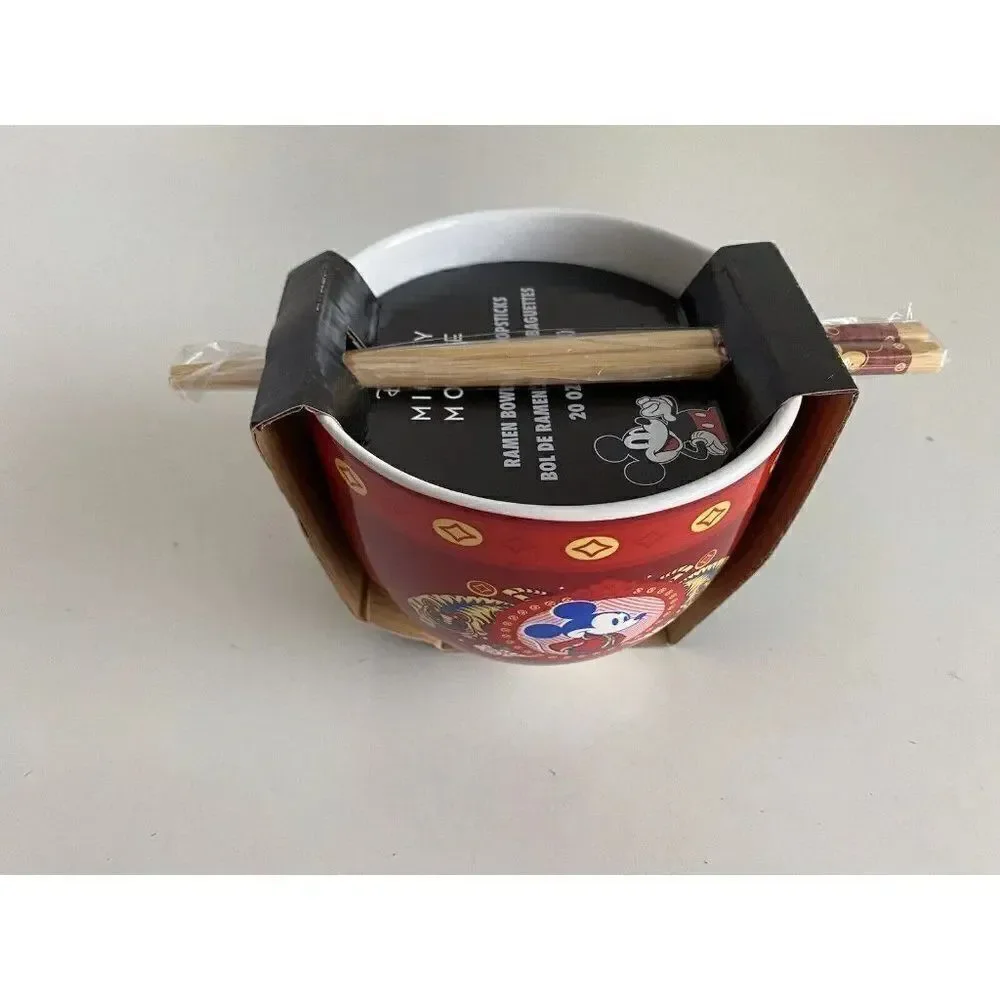 Disney Mickey Mouse Chinese New Year Ramen Bowl With Chopsticks‎ Noodle Bowl NEW